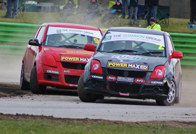 Junior drivers Drew Bellerby and Bradley Durdin at Croft Circuit